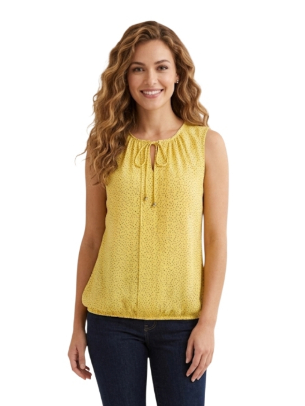 "LOFT"  Lovely Yellow Sleeveless Tie-Neck Blouse - Size XS